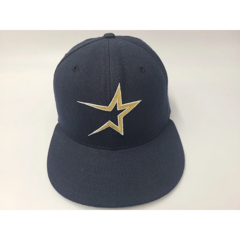 Vintage Houston Astros New Era 59Fifty Pro Model Fitted 7 Hat Cap Blue Gold Star